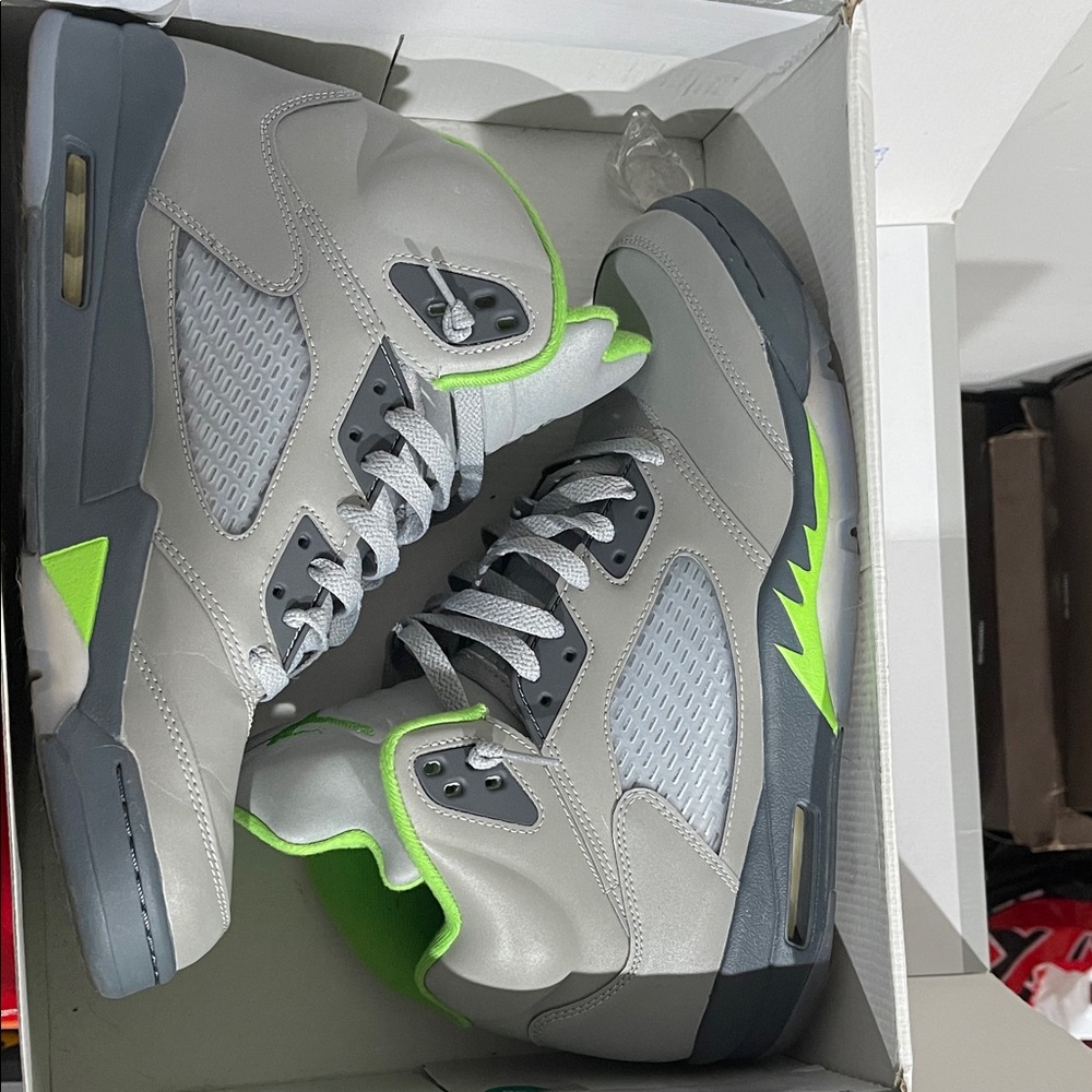 Jordan Gray and Neon Green Sneakers
